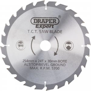 Image of Draper Expert Circular Saw Blade 254mm 24T 30mm