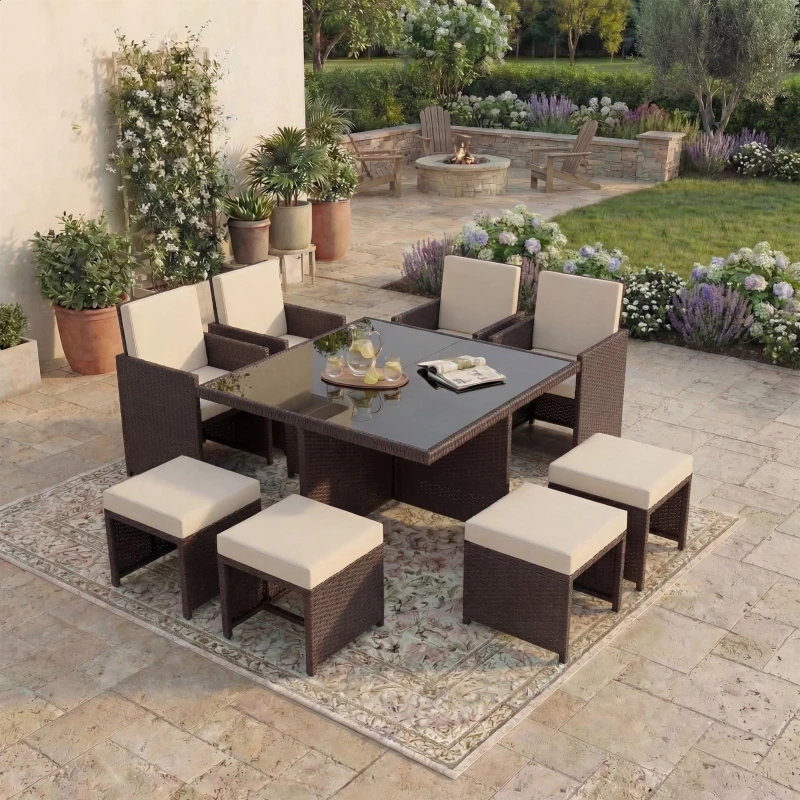 Image of Lassic Garden Vida Cuba 8 Seater Rattan Set UKFR Brown unisex 8 Seater