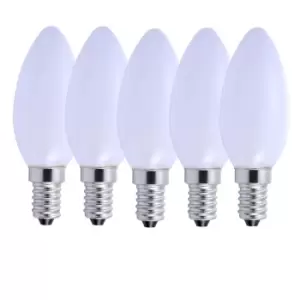 Image of 5 Watts E14 LED Bulb Opal Candle Warm White Dimmable, Pack of 5