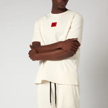 Image of HUGO Mens Relaxed Fit Red Logo T-Shirt - Natural - S