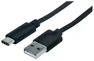 Image of Manhattan USB-C to USB-A Cable, 1m, Male to Male, Black, 480 Mbps...