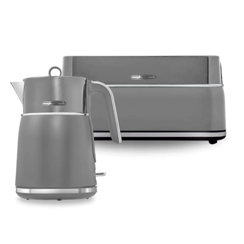 Image of Morphy Richards Signature Grey 1.5L Kettle & 4 Slice Toaster Set Grey One Size Unisex 5056765430472