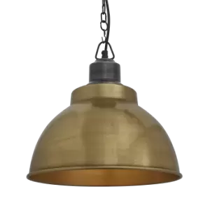 Image of Industville Brooklyn Dome Pendant - 13" - Brass Dome Pewter Chain / Pewter Chain