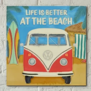 Image of Life is better at the beach 8 x 8 Tile