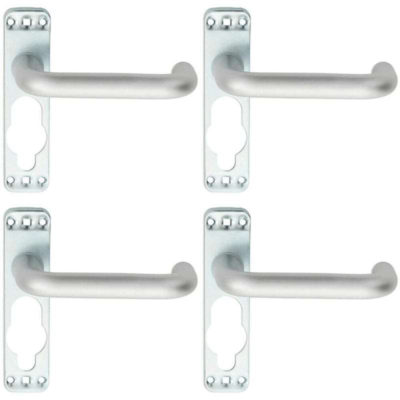 Image of Loops 4x PAIR Safety Lever on Inner Backplate 152mm Door Handle Satin Aluminium Multi