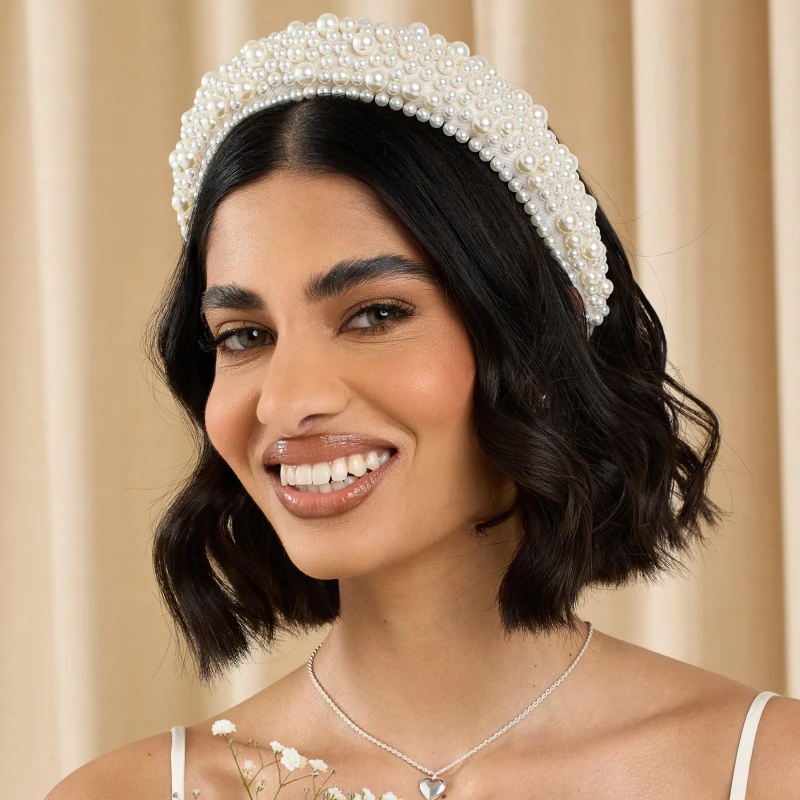 Image of Jon Richard Cream Pearl Embellished Headband Headbands One Size Silver 87953311000