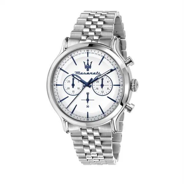 Image of Maserati Epoca Quartz Chronograph White Dial Steel Bracelet Mens Watch R8873618034 R8873618034