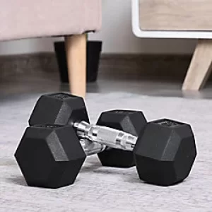 Image of Homcom Set of 2 Rubber Dumbbell Weights 4kg