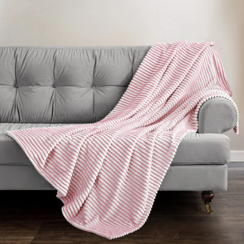 Image of Velosso Supersnug Cloud Soft Throw Blanket - Thermal Soft, Ribbed Design For Sofa, Bed, Lounge - 150Cm X 200Cm Weave Blanket - Pink