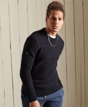Image of Superdry Mens Jacob Cable Crew Jumper Navy / Eclipse Navy - Size: L