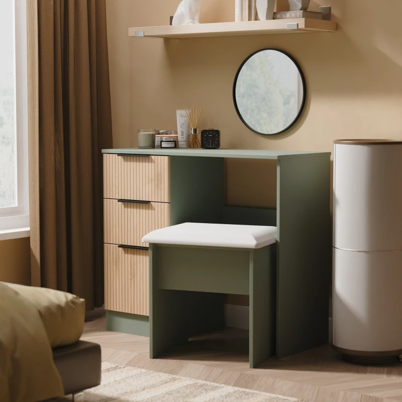 Image of Welcome Furniture Ready Assembled Java 3 Drawer Vanity, Green JAV031SERG