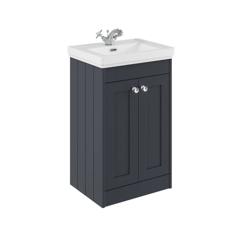 Image of Balterley 500mm Floor Standing 2 Door Unit & Basin 1 Tap Hole - Satin Dark Grey Grey Unisex