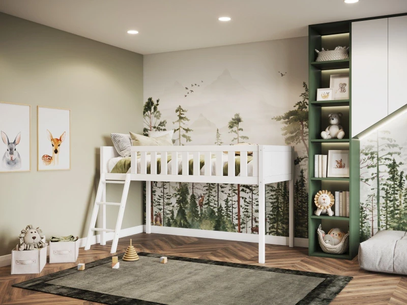 Image of Flair Bea Mid Sleeper Cabin Bed in White Size: Single White Unisex Single