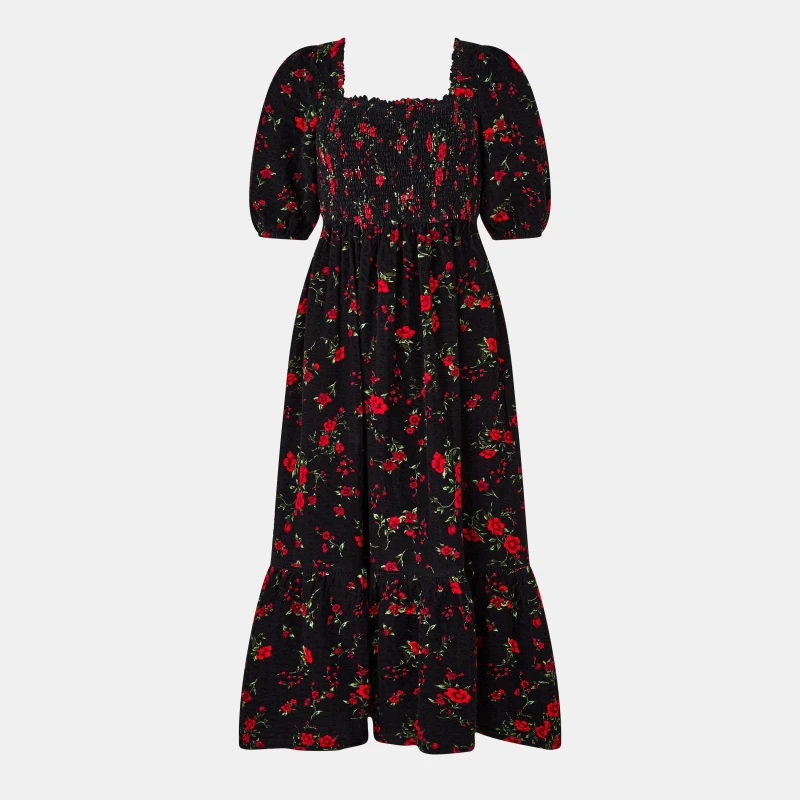 Image of Nobodys Child Womens Elsa Midaxi Smock Dress Black female 4 (3XS)