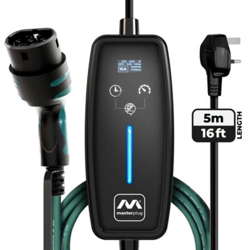 Image of Masterplug Ev Charging Cable Mode 2 5M 3 Pin UK Plug To Type 2