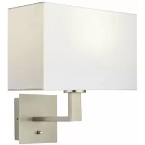 Image of Wall Light Matt Nickel Plate & Vintage White Fabric 60W E27 GLS e10481