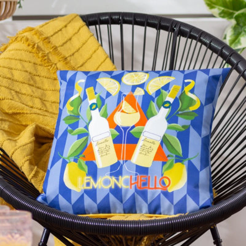 Image of Limoncello Abstract Outdoor Cushion Blue / 43 x 43cm / Polyester Filled