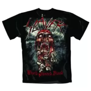 Image of Slayer - World Painted Blood Skull Unisex Large T-Shirt - Black