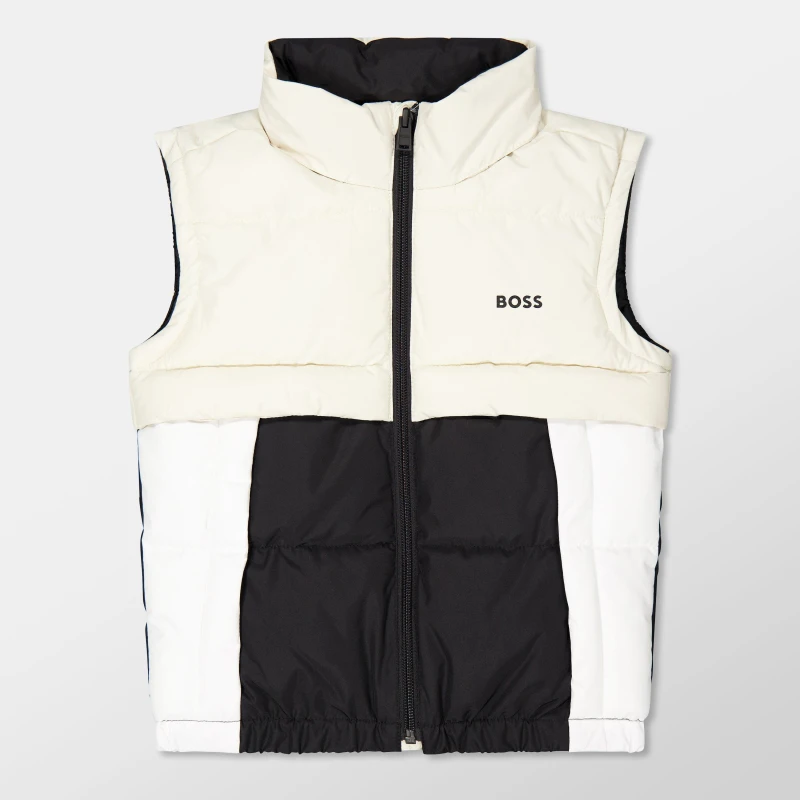 Image of Boss Kids Sleeveless Colour Block Gilet Sand 249 male 8 Yrs