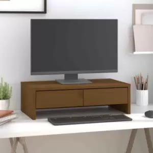 Image of Vidaxl Monitor Stand Honey Brown 50X27X15cm Solid Wood Pine