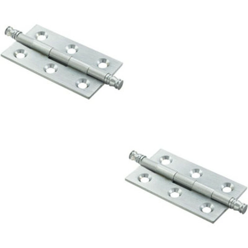 Image of Loops 2x PAIR 64 x 35 x 2mm Finial Cabinet Hinge Satin Chrome Decorative Cupboard Multi