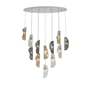 Image of Marilla Oval Ceiling Pendant 2m, 12 Light G9, Polished Chrome, Clear & Amber & Smoked Glass