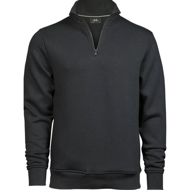 Image of TEE JAYS Mens Half Zip Sweatshirt in Dark Grey Size: Small Dark Grey Male S