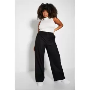 Image of I Saw It First Plus Size Wide Leg Cargo Trousers - Black