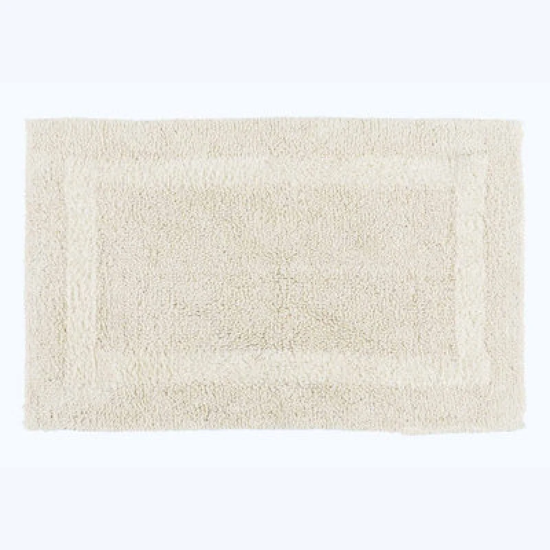 Image of Homescapes Luxury Reversible Cotton Bath Mat - Natural Cream