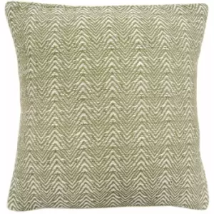 Image of Appletree - Loft Herringbone Weave 100% Cotton Filled Cushion, Khaki, 43 x 43 Cm