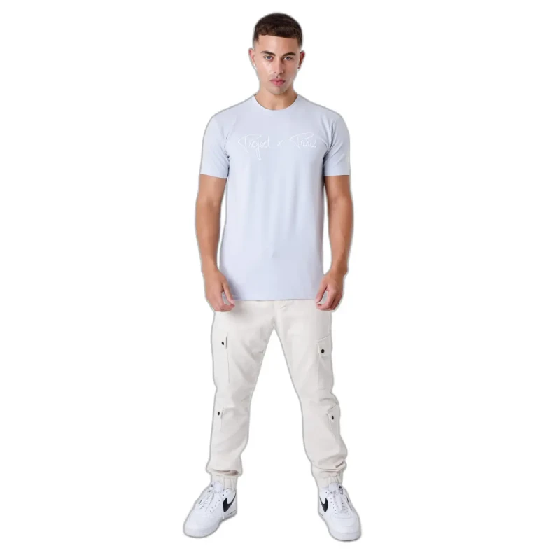 Image of Project X Paris Basic logo embroidery T-Shirt Project X Paris Bleu Male XS