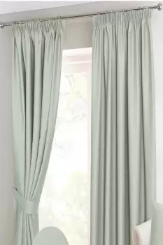 Image of Herringbone Blackout Curtains Pair Pencil Pleat
