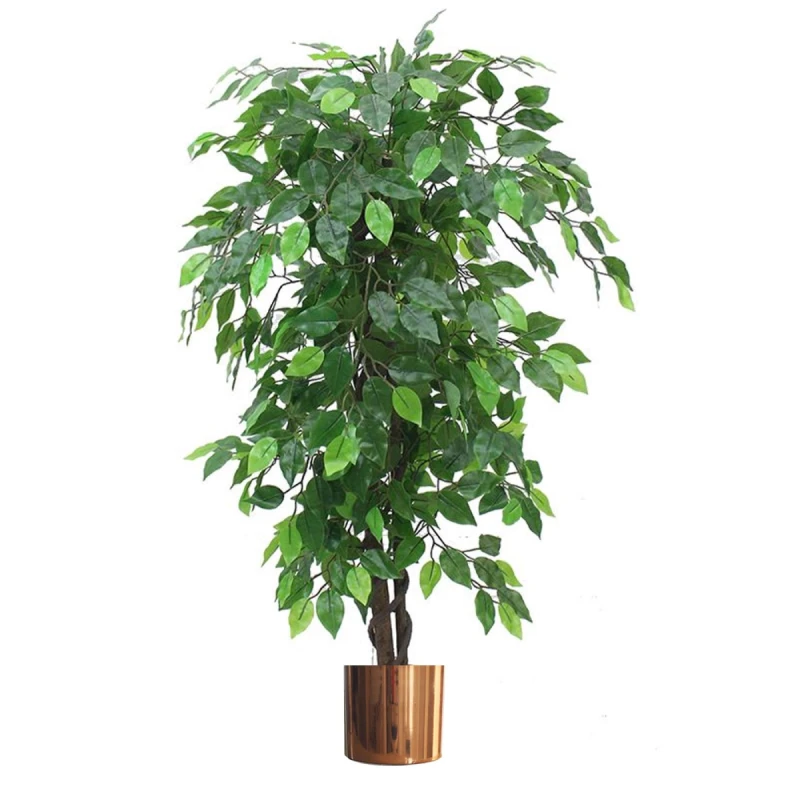 Image of N/A 120cm Artificial Ficus Tree / Plant - Large Bushy Shape Copper Metal Planter