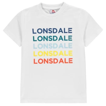 Image of Lonsdale Rainbow Logo T-Shirt Junior Boys - White