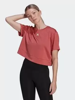 Image of adidas Yoga Studio Crop Tee, Light Red, Size L, Women