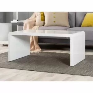 Image of Furniture Box Enzo White High Gloss Coffee Side Living Room Modern Table