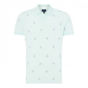 Image of Gant Gant All Over Print Polo Shirt Mens - Green 353