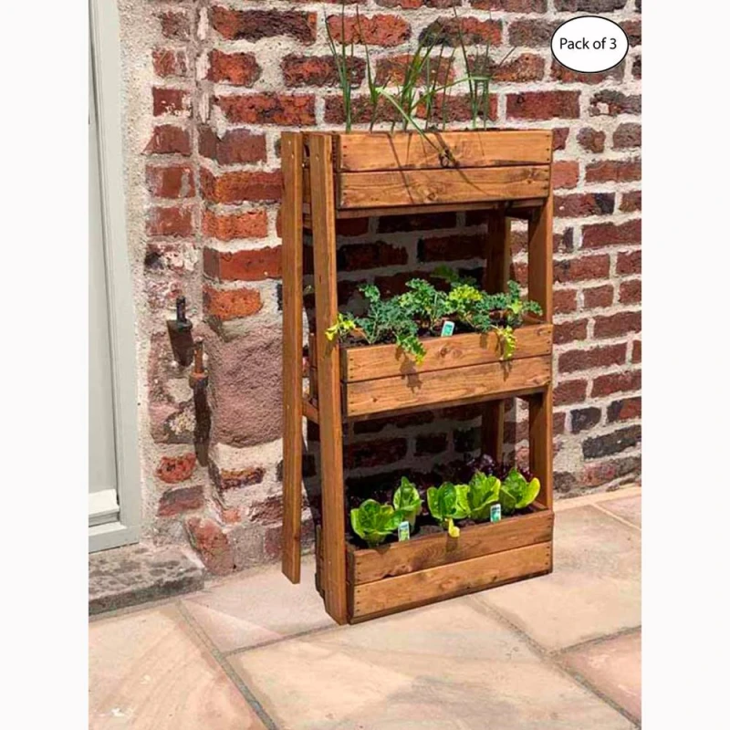 Image of Charles Taylor Multi Pack of 3 - Regular Herb Garden Planter - Redwood - L34xW56xH99 in Light Brown Light Brown Unisex