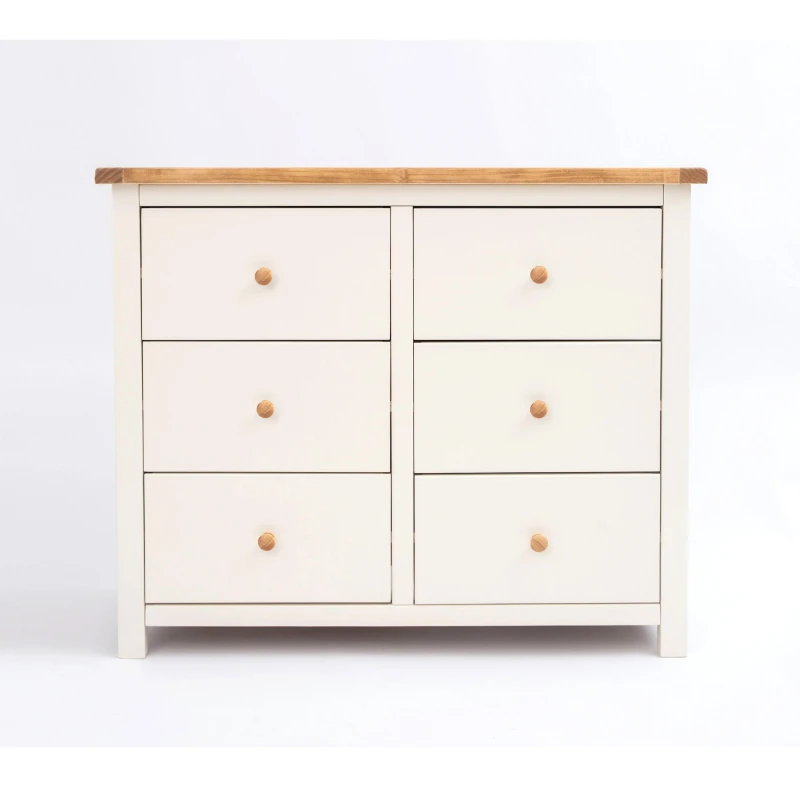 Image of Cabinet Bits Maggiori 6 Drawer Chest of Drawers Wood Knob in Off-White Off-White Unisex