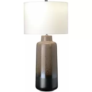 Image of Table Lamp Light Brown Glaze Graphite Base White Faux Silk Shade LED E27 60W