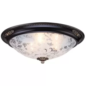 Image of Diametrik Flush Bowl Ceiling Lamp Brown with Gold, 3 Light, E27