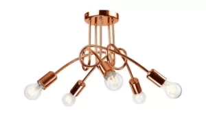 Image of Camilla Multi Arm Semi Flush Ceiling Light Cooper, 5x E27