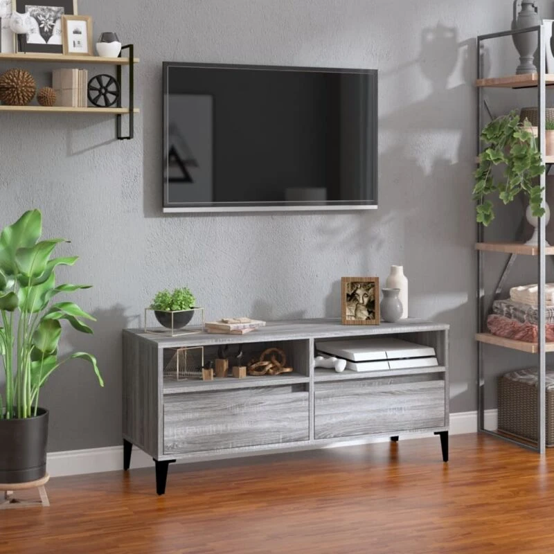 Image of VIDAXL TV Cabinet Grey Sonoma 100x34.5x44.5cm Engineered Wood Vidaxl 8720845878139