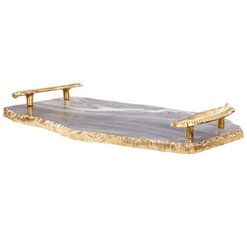 Image of Beliani Serving Tray Zografou Stone Dark Grey