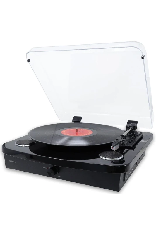 Image of Denver Record Player With Stereo Speakers - Bluetooth - USB & SD Recording - AUX IN & RCA Out in Black Unisex