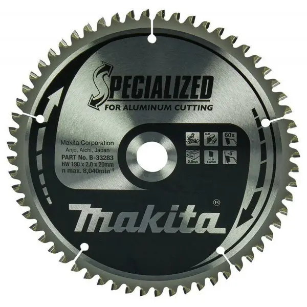 Image of Makita SPECIALIZED Circular Saw Blade for Aluminium Cutting B-33283 Diameter: 190mm