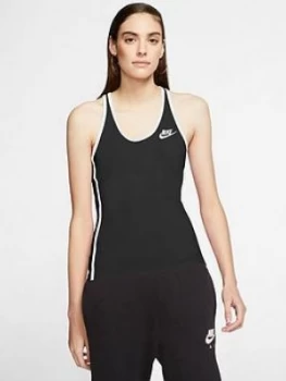 Image of Nike NSW Heritage Racerback Tank Top - Black/White , Black, Size S, Women