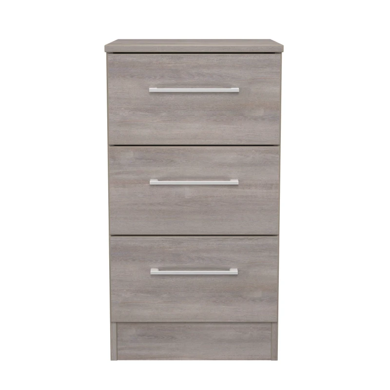 Image of Welcome Furniture Ltd Worcester 3 Drawer Bedside Cabinet in Grey Oak - Ready Assembled, Grey WOR001GOGO