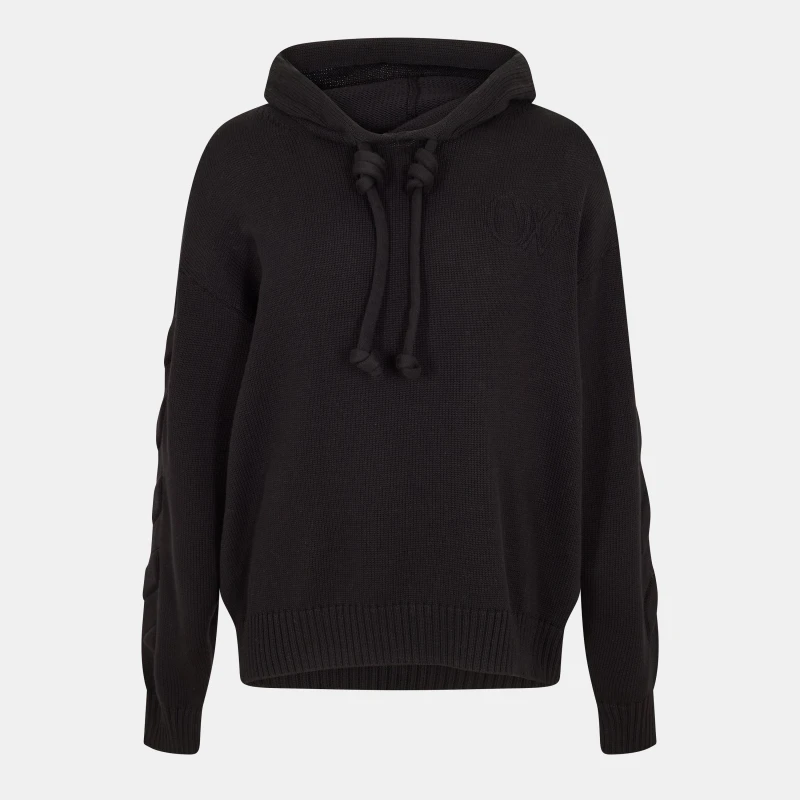 Image of Off White Mens - Graphic Knitted Hoodie Black male M