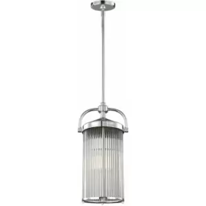 Image of IP44 3 Bulb Ridged Glass Ceiling Pendant Light Fitting Chrome LED G9 3.5W Bulb